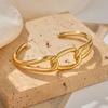 Still simple and personalized new double-layer staggered metal jewelry European and American open stainless steel bracelet female gold