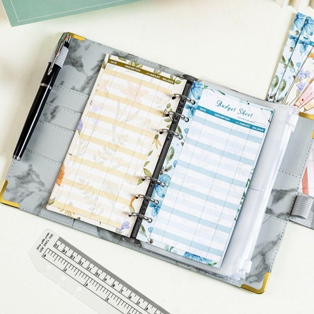 PU Savings Challenges Book Marbling Cash Budget Book Notebook Money Planner Home Use