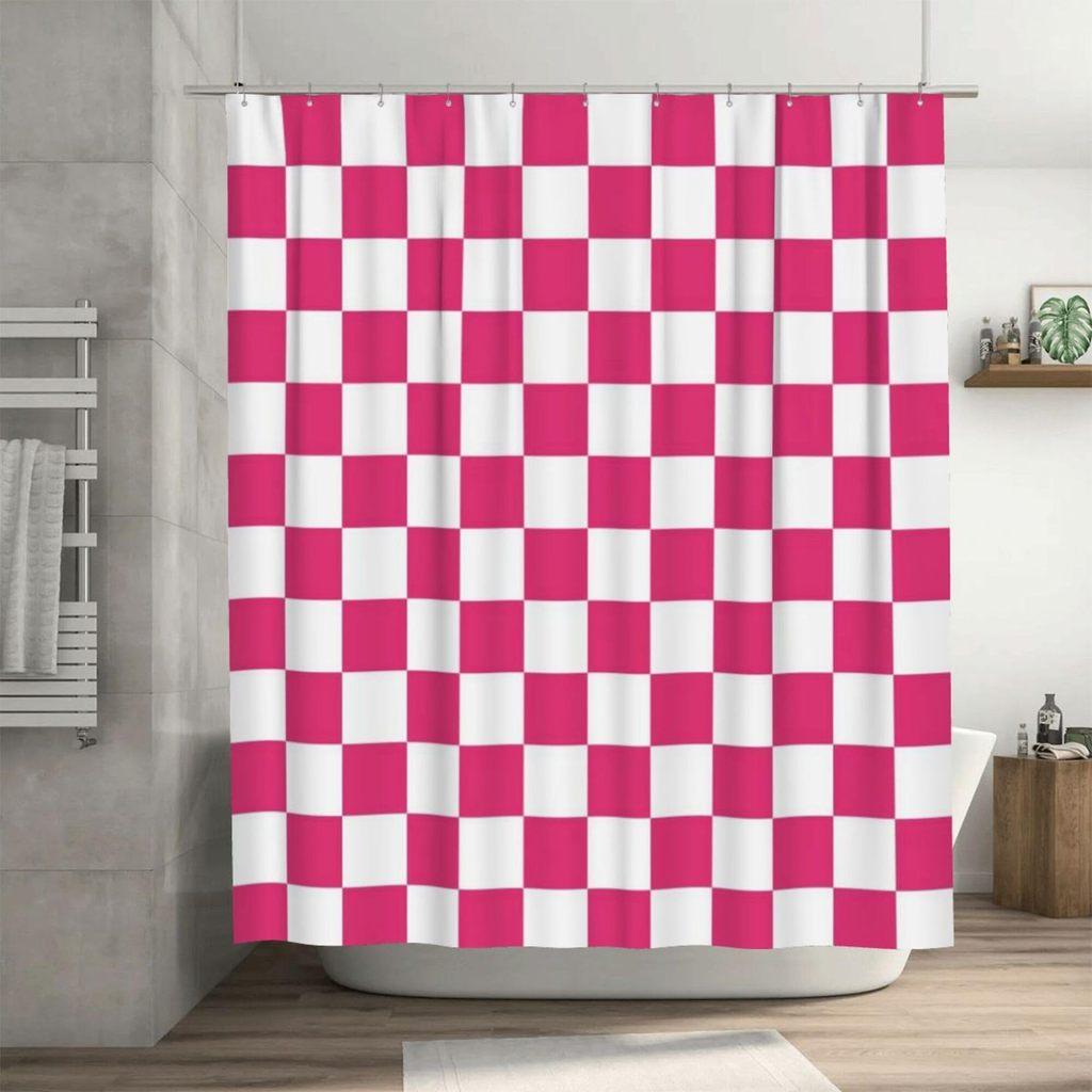 72x72inch Checkerboard Retro Pattern Waterproof Shower Curtain Bathroom For
