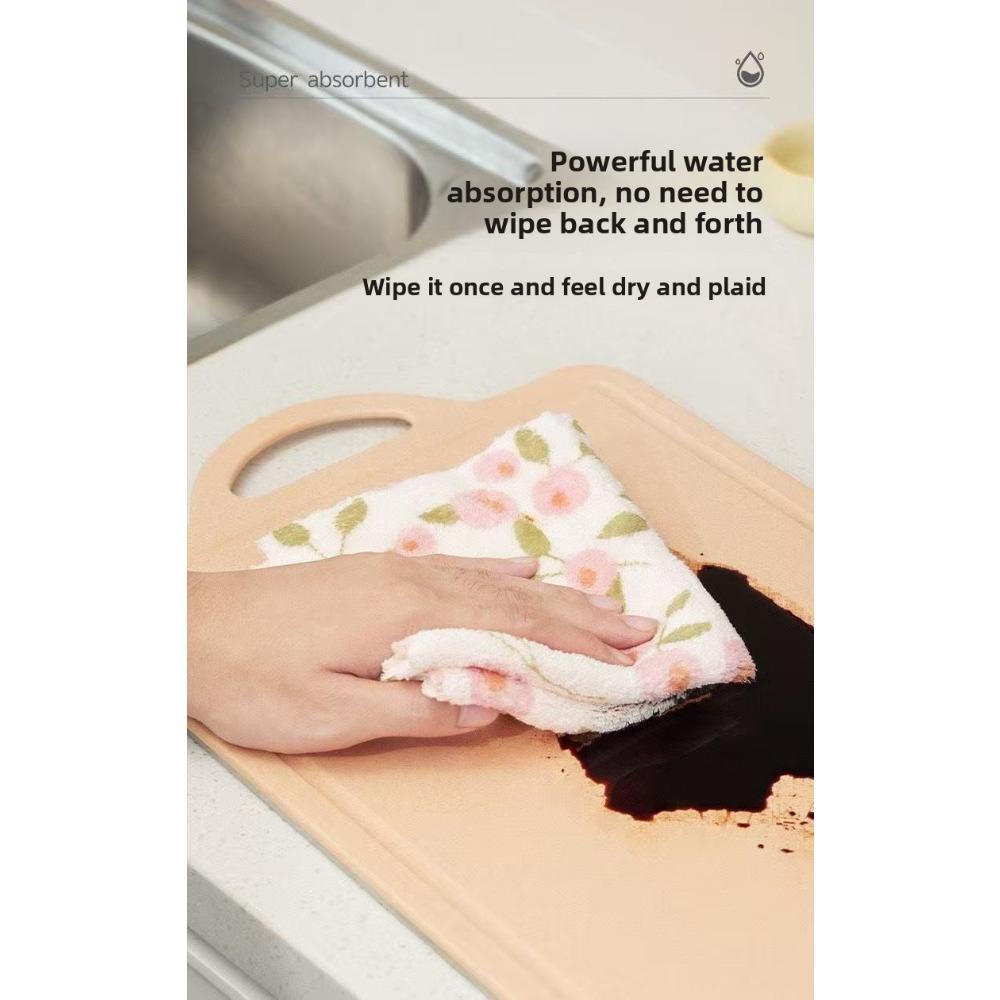 30/1 Pack Purple Pink Floral Kitchen Cloths, Thick Large Oil-proof Water Absorbent Dish Towels Household Cleaning Wipes