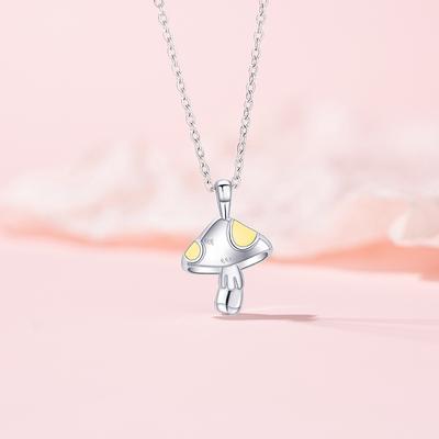Original One Leaf Knows Autumn Series Small Mushroom Necklace Pendant Female Niche Ins Student Commuter Stainless Steel Clavicle Chain