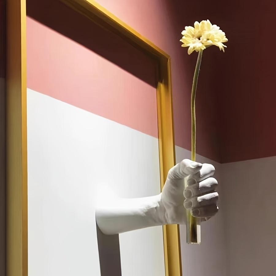 [Moderne Harzvase] 1 Stück Zeitgenössische Geometrische Harz-Wandvase | Handhaltendes Design Wandmontierter Blumenhalter für Moderne Heim- & Hoteldekoration