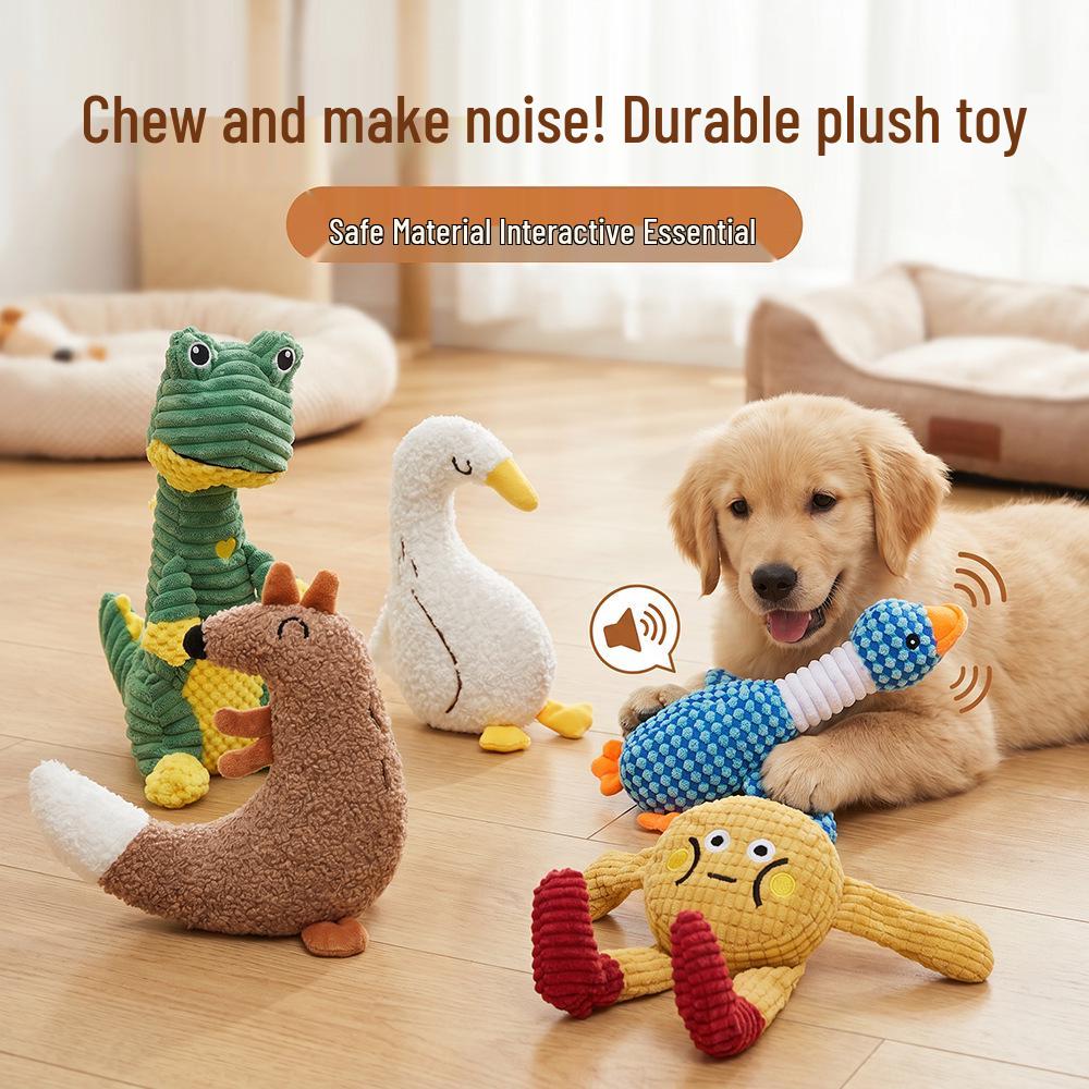 Squeaky Bite-Resistant Plush Toy for Dogs - Animal Styles, Teething & Interactive Play