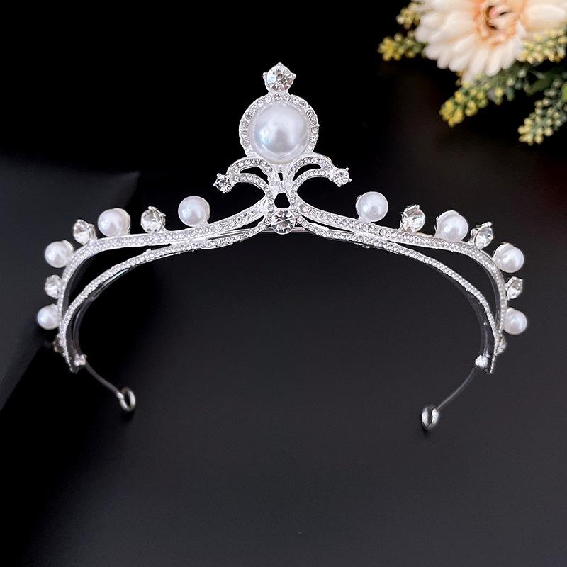 

Japanese and Korean Wedding Bride Style Wedding Crown Tiara Wedding Dress Dinner Annual Meeting Stage Host Birthday Crown