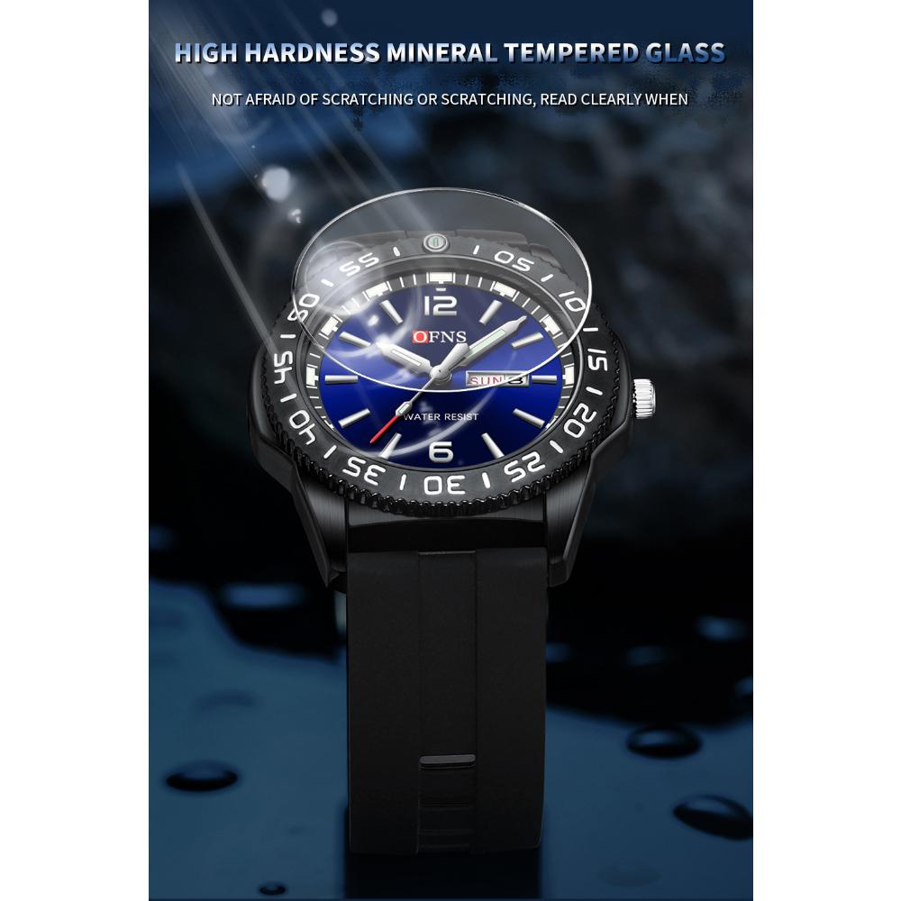 OFNS New Fashion Color Dial Men's Quartz Watch Outdoors Casual Waterproof Clock Silicone Sports Business Dress Men Watch