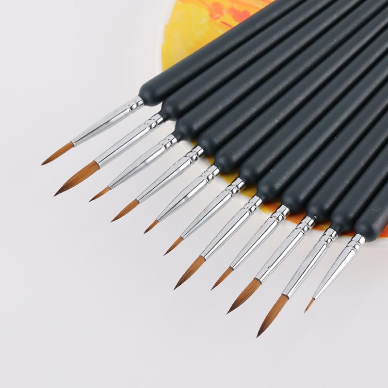 Ensemble de Pinceaux Point Fin en Poils de Loup Transfrontaliers en Nylon pour Peinture Aquarelle et Huile