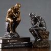 Creatieve Beeldhouwkunst Hars Ambachten Denker Contemplatieve Beeldje Gouden Man Decoratieve Beeldjes Woondecoratie