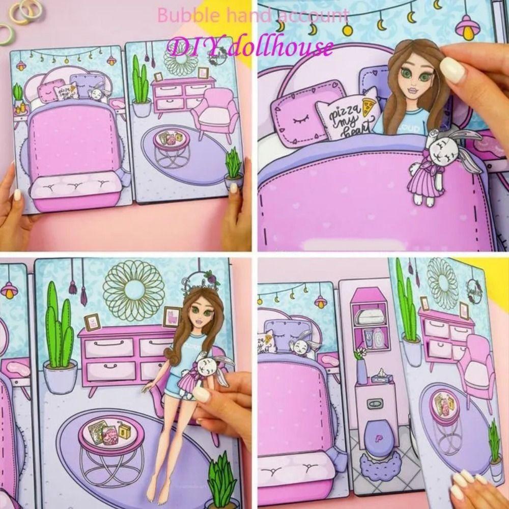 Play Repeatedly Paper Doll House Girl No Cutting DIY Cute Princess Book Makeover Game