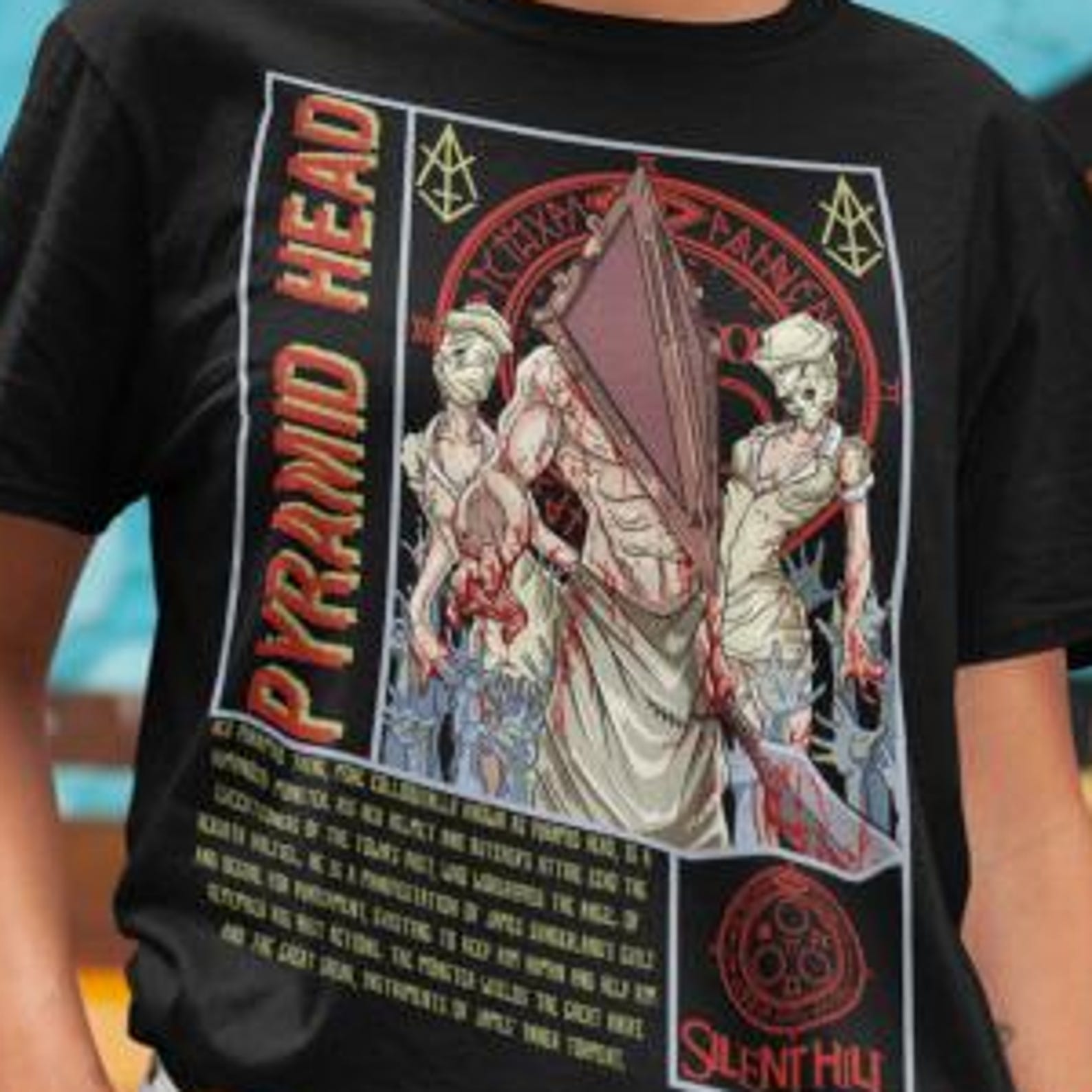 Pyramid Head T-shirt Triangle Head Silence , Otaku Gift, Graphic Novel Apparel, Cartoon Fan Top, Comic Con M