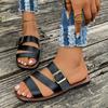 Women's Buckle Flat Slipper Peep Toe Retro Style Beach Sandal