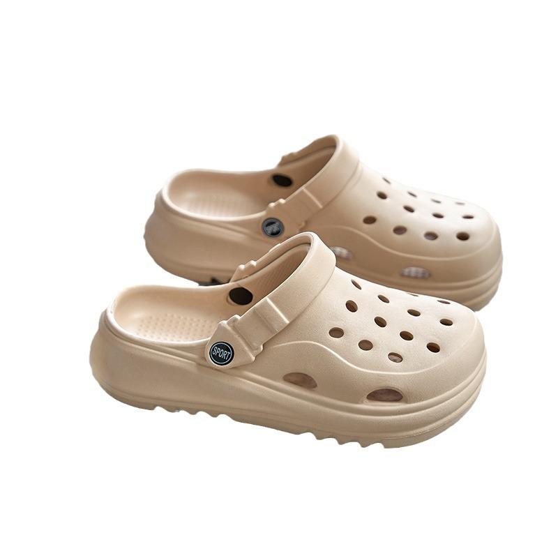 Hole Shoes, New Summer Wear, Non-slip and Deodorant Bag Head Slippers, Breathable Thick-soled Height-enhancing Cool Slippers, Women's Style