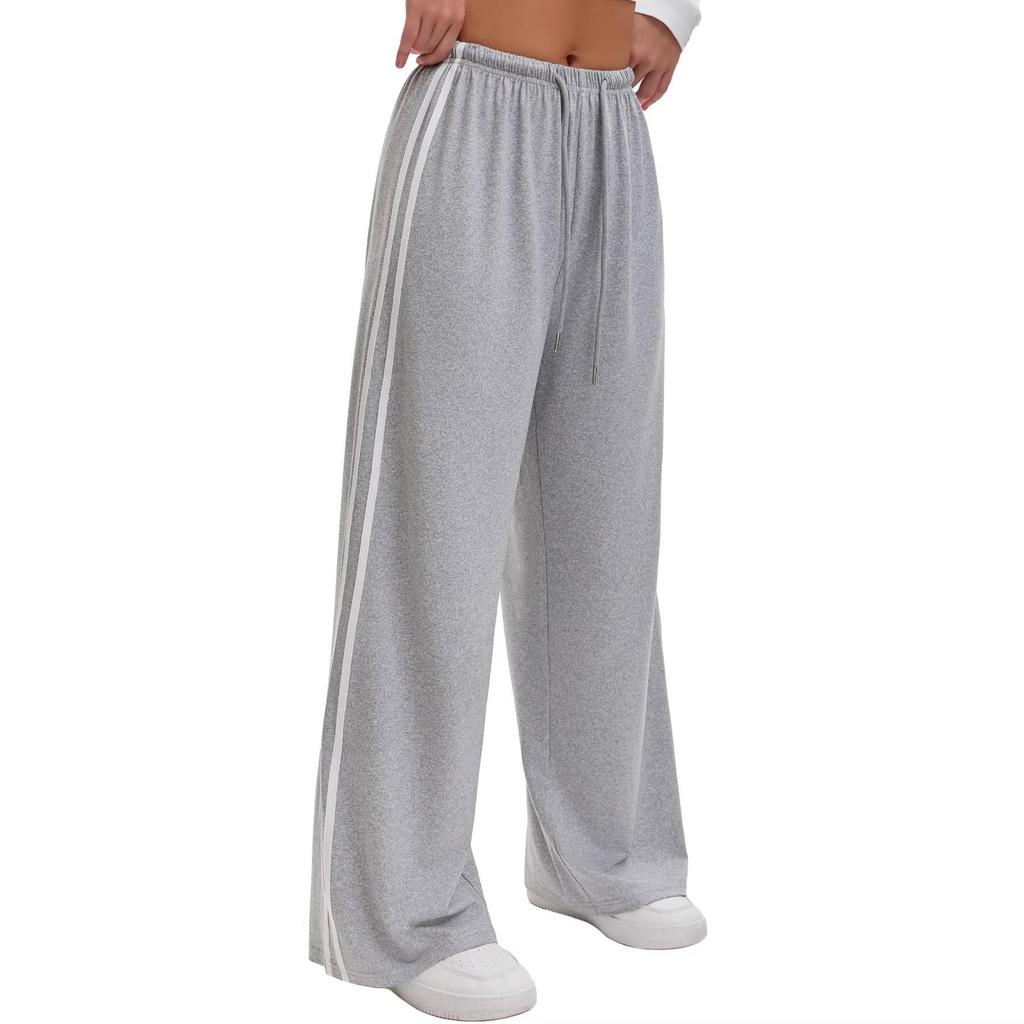 European Side Stripe Wide-Leg Sweatpants: Women's High-Waist Loose Casual Pants