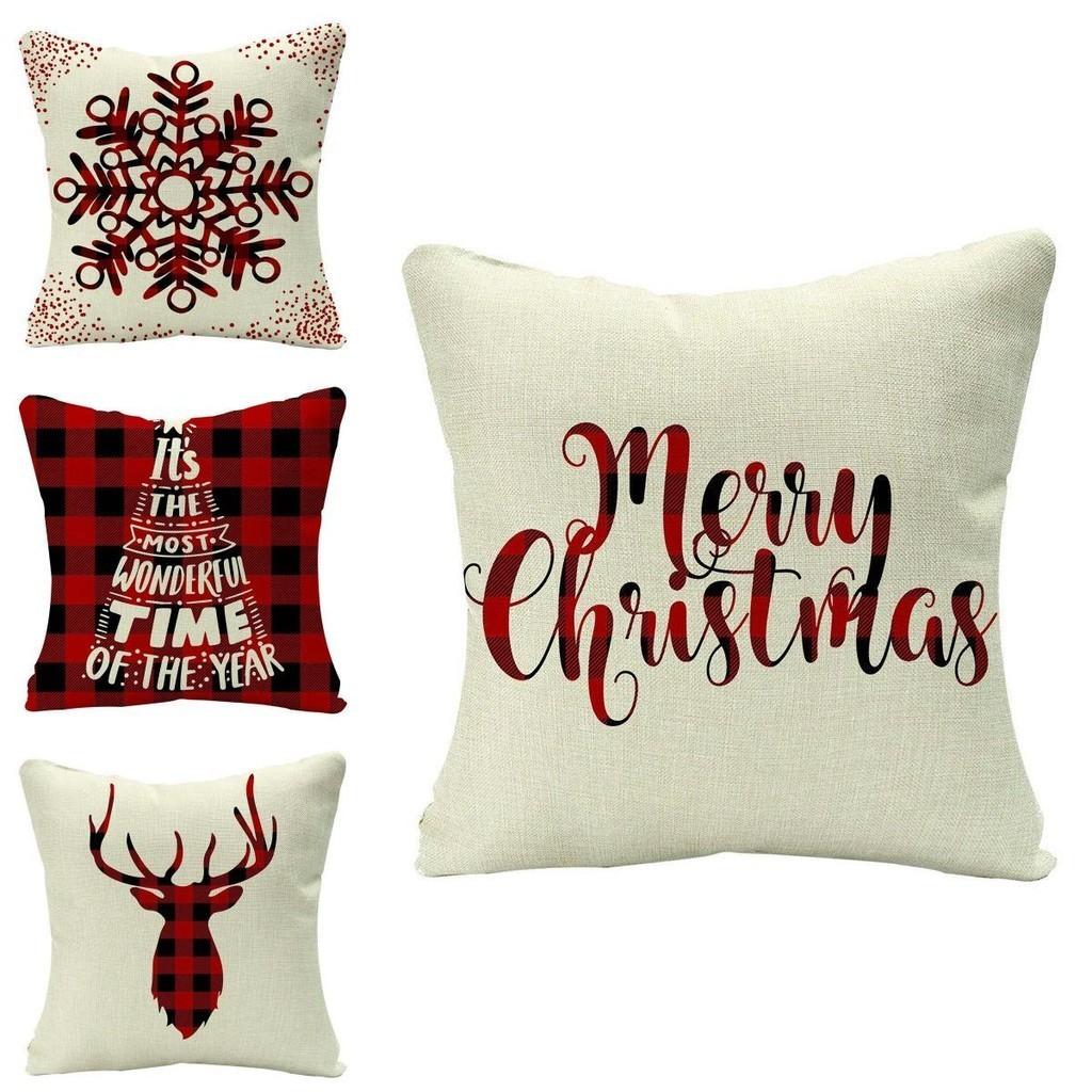 Festive Christmas Cushion Cover Featuring Adorable Reindeer And Snowflakes Design