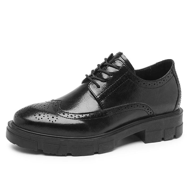 Fashion Italian Brand Men's Brogue Shoes Classic Black Men's Business Casual Shoes Thick Soled Dress Shoes Versatile Banquet Suits