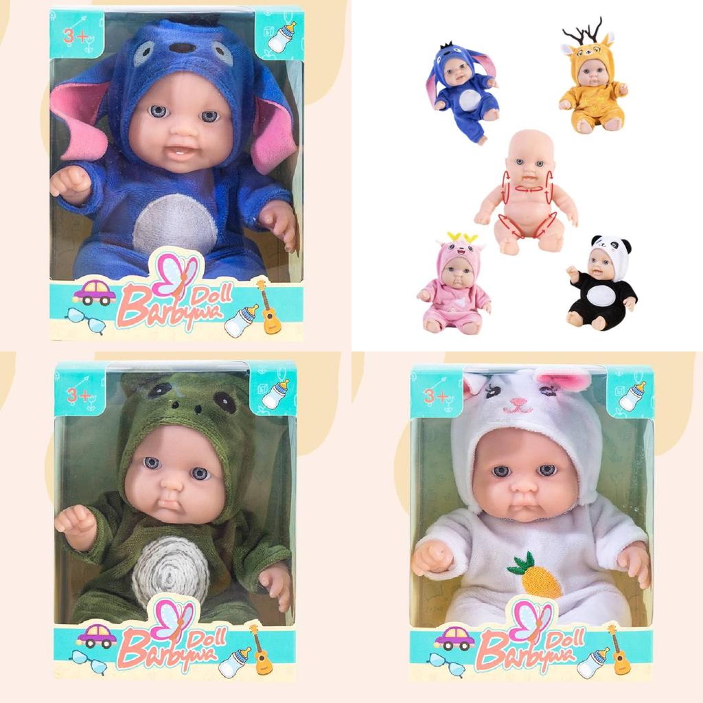 Adorable 8-inch Plush Reborn Doll Panda Realistic Baby Toy Birthday Gift For Girls