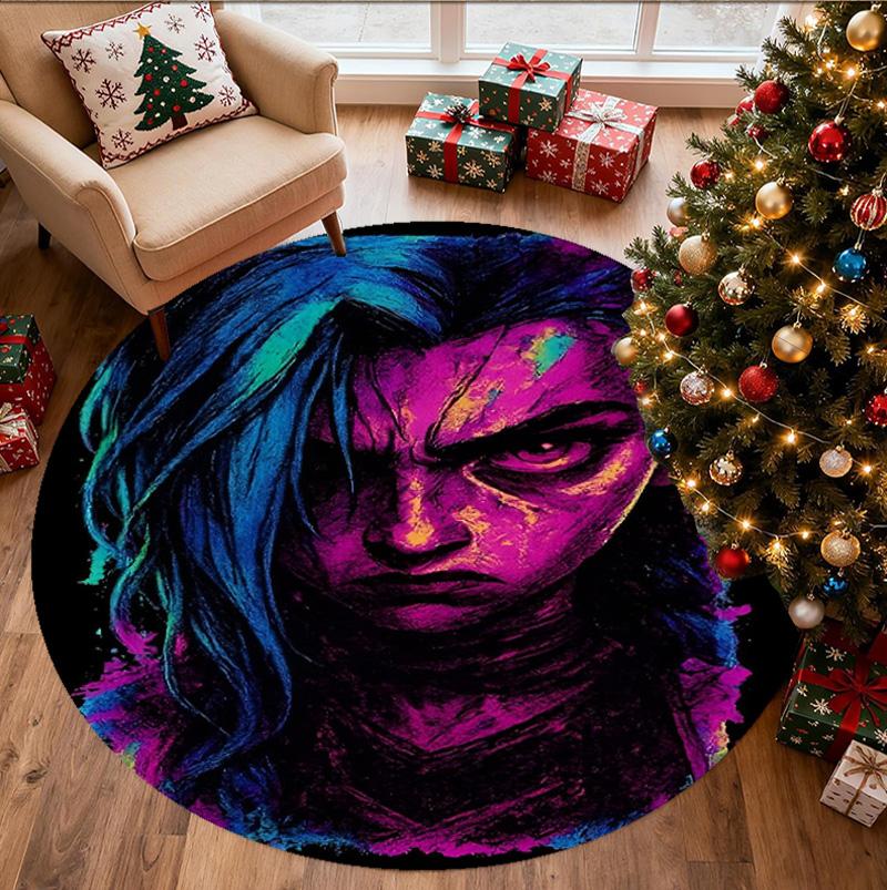 Jinx Pattern Round Rug, Indoor/Outdoor Mat, for Picnic, Gameroom, Bedroom, Office, Living Room, Home Decor Carpet, Birthday Gift