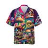 Psychedelic Mushroom Graphic Hawaiian Shirts Men Kids Casual Short Sleeves Summer Vacation Lapel Blouse Button Down Shirt