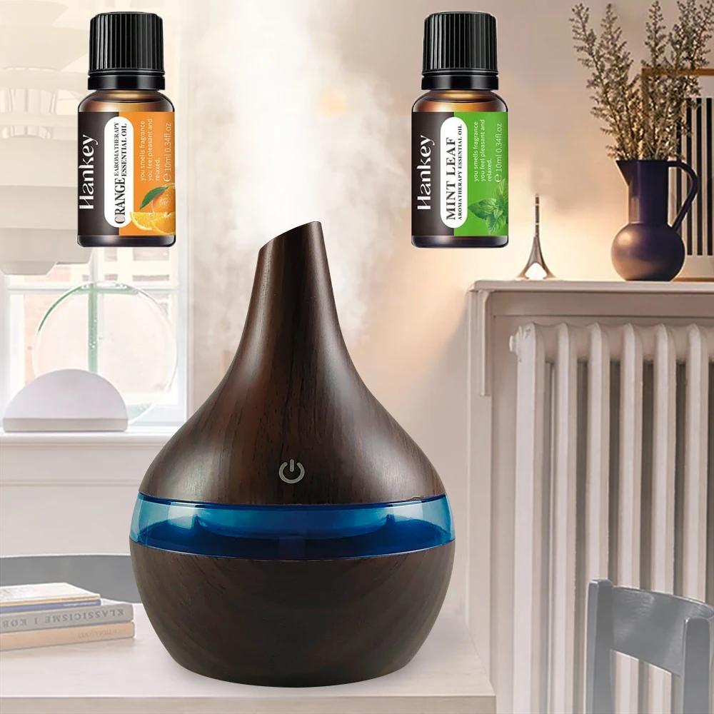 

2-in-1 Wood Grain Humidifier & Essential Oil Diffuser, 300ml, USB Powered for Home & Office 300ml