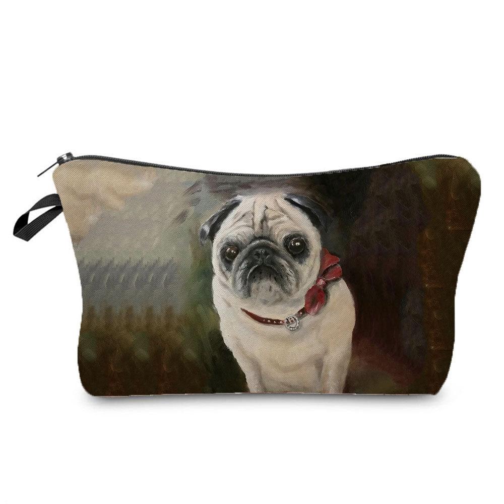 Women Dog Print Cosmetic Bag Toiletries Organize Travel Storage Case 6420