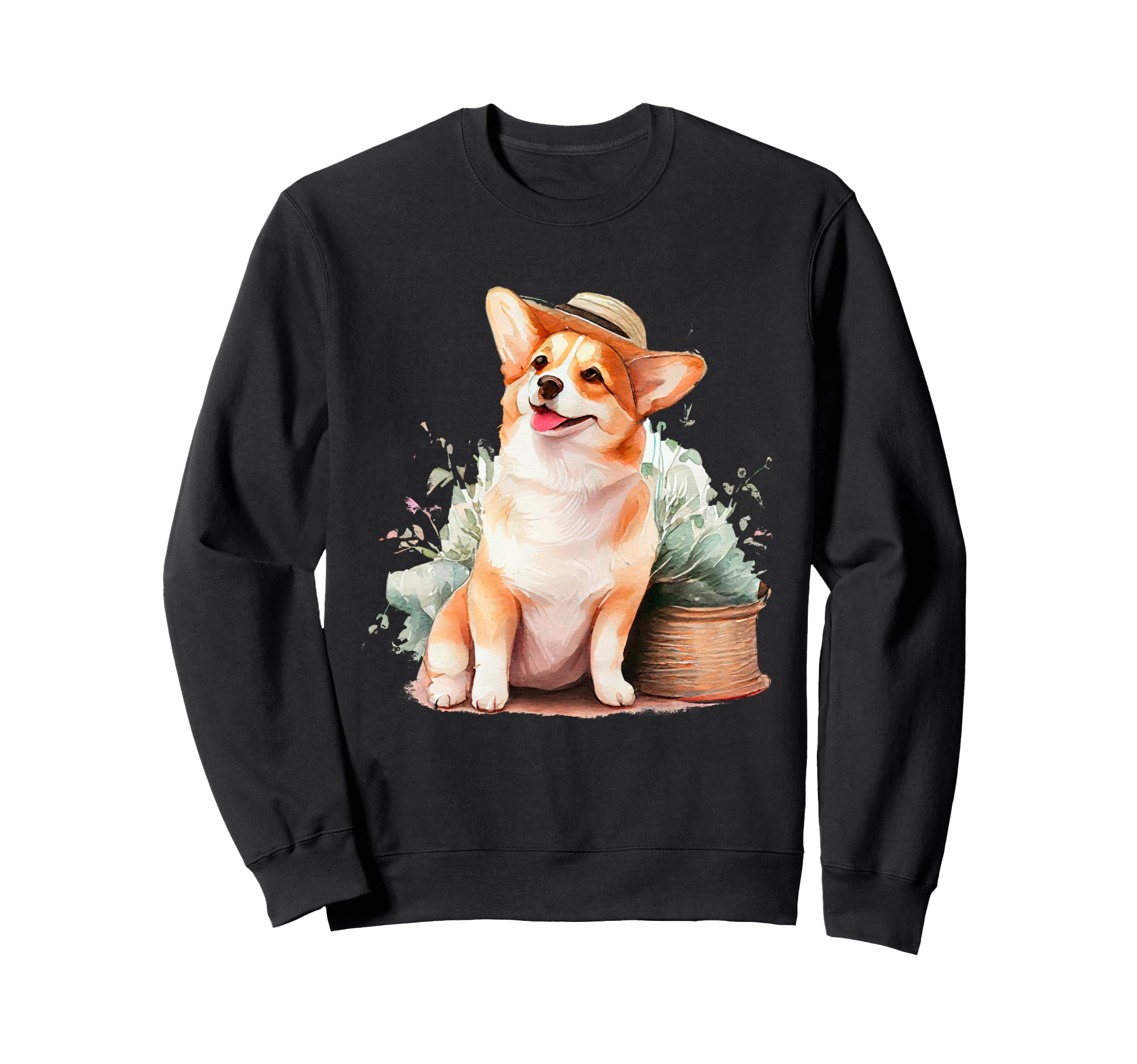 

Свитшот с акварельной шапкой корги