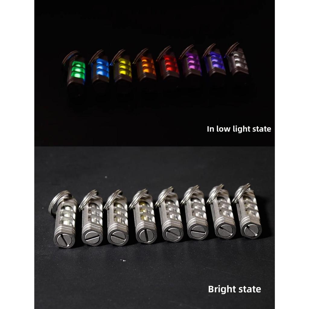 Titanium Alloy Tritium Tube Keychain, Self-luminous Tritium Trachea Necklace Pendant 3.5 * 25mm Tritium Removable