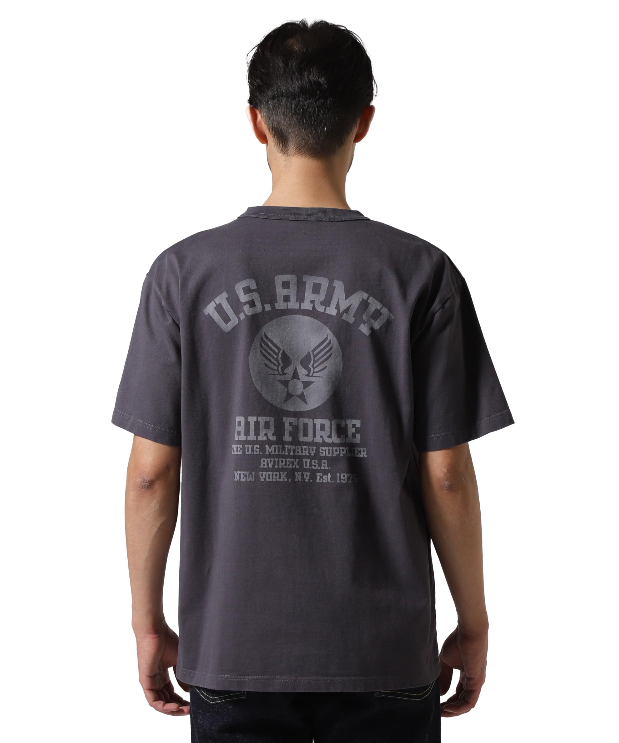 AVIREX MIL. STENCIL T-SHIRT US ARMY AIR FORCE short sleeve T-shirt army air force men s M 010 black 783-5134051