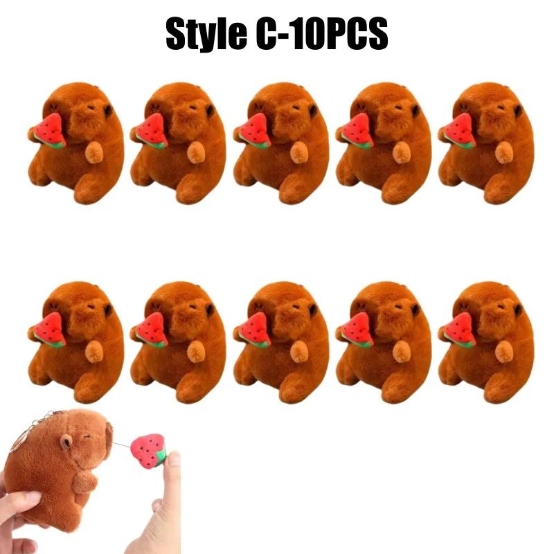 Cute Stuffed Animals Plush Capybara Keychain 12cm Cartoon Simulation Capybara Pendant Snot-Pulling Cute School Bag Pendant