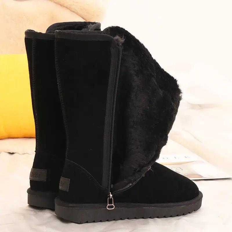 Women Suede Leather Warm Snow Boots 2024 Winter New Causal Plush Fluffy Anti-cold Zipper Boots Plus Size Women Platform Shoes