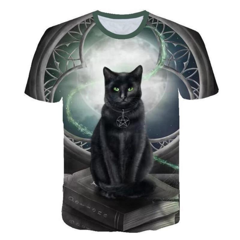 Summer Short Sleeved T-shirt 3D Digital Printed Cat Pattern Fashionable Casual Top for Men Tshirt