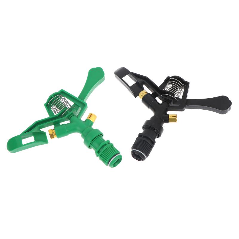Plastic Rocker Arm Double Spray Lawn Irrigation Nozzle 3/4" Male Thread 360 Degree Angle Rotating Sprinkler Head For Garden