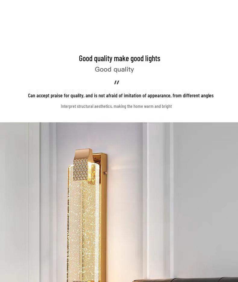Nordic Style Luxury Crystal Glass Bedside Wall Lamp for Bedroom & Entrance