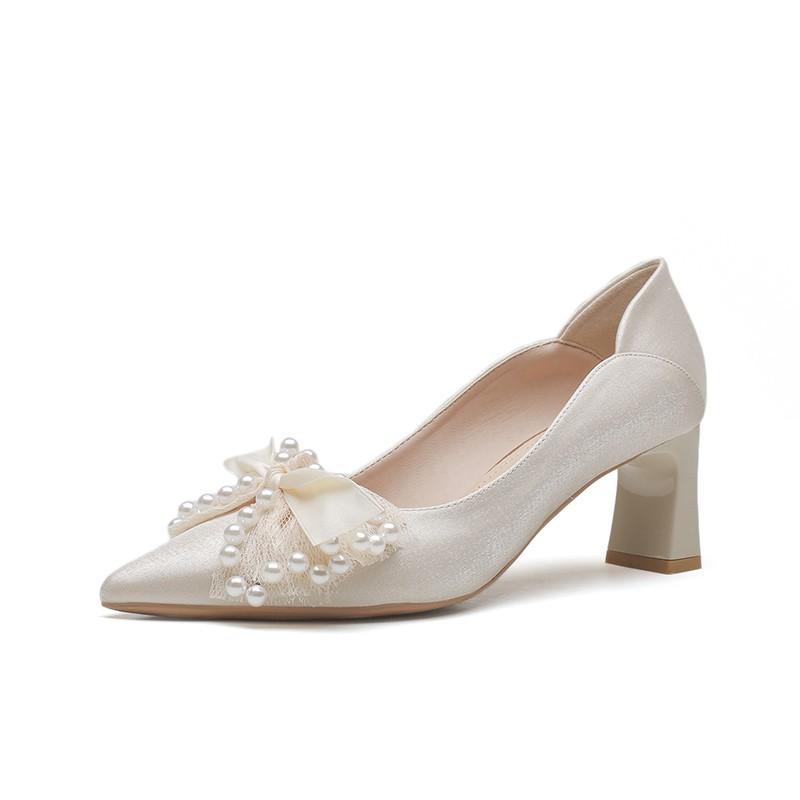 Fashion Fashionable Womens High Heels Summer New Shallow Mouth Pointed Women's Sandals Thick And Comfortable Wedding Shoes Tacones Altos