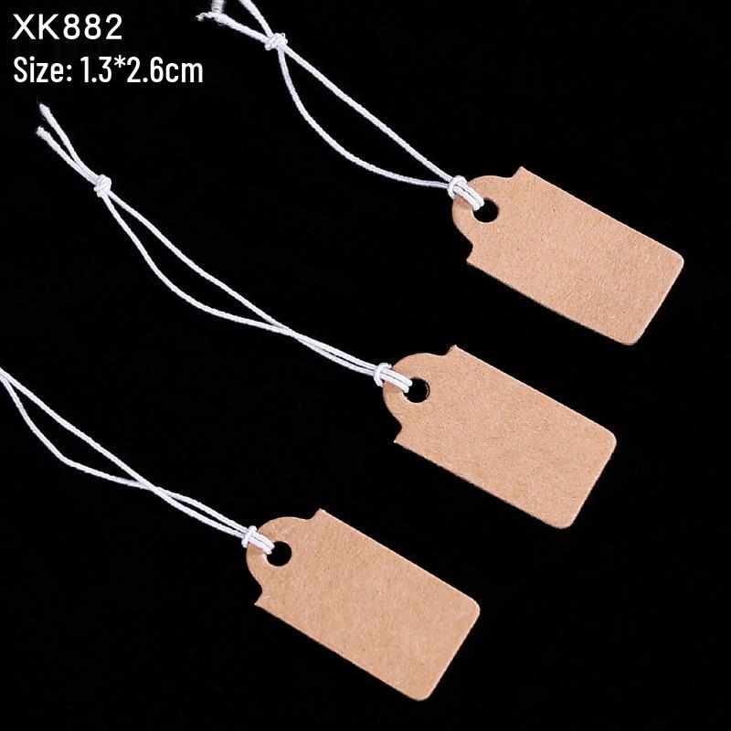 Kraft Hanging Price Tags with Elastic Cord - 100 Pieces for DIY Jewelry Ornaments