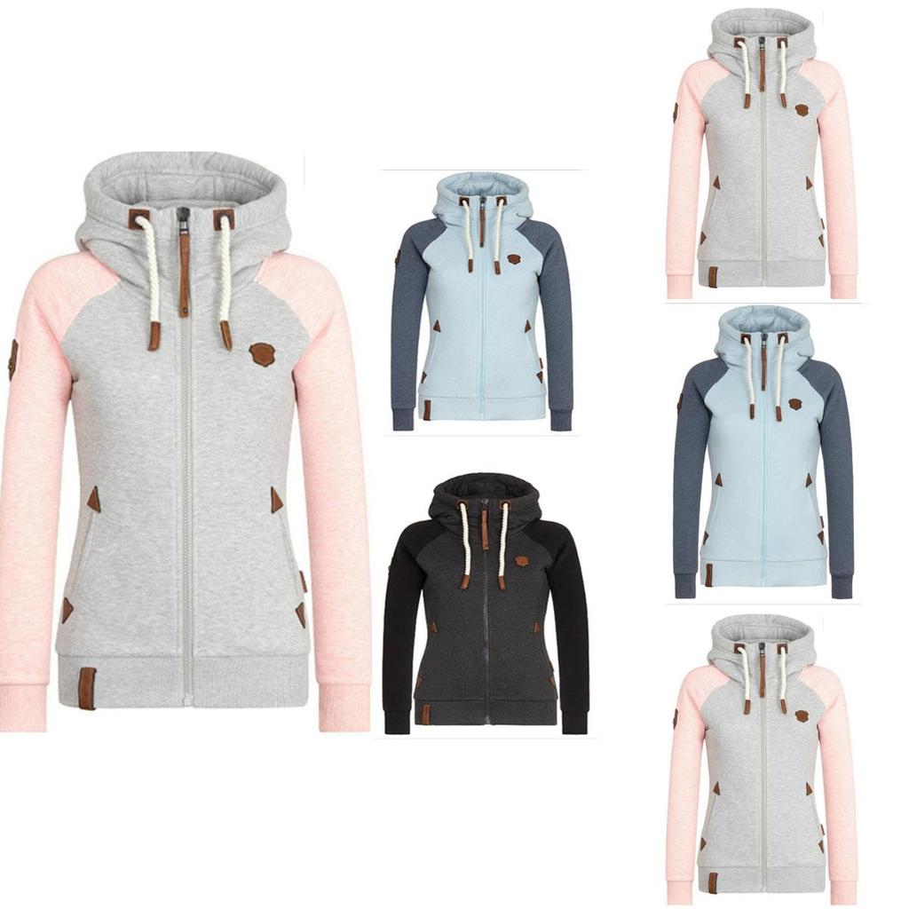 Luxurious Womens Fashion Zipper Sweater Hooded Cardigan Casual Hoodies Jacket Coat Tops