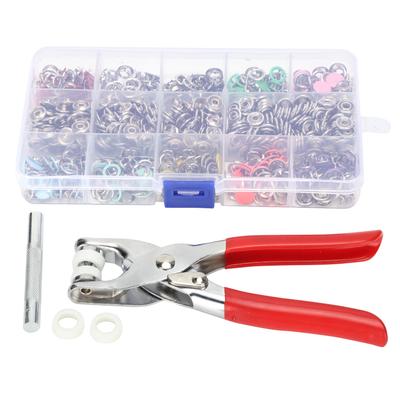 804Pcs Snap Fasteners Kit Costura Botão Punching Machine Mão Pressionando Alicate Ferramentas 9.5mm