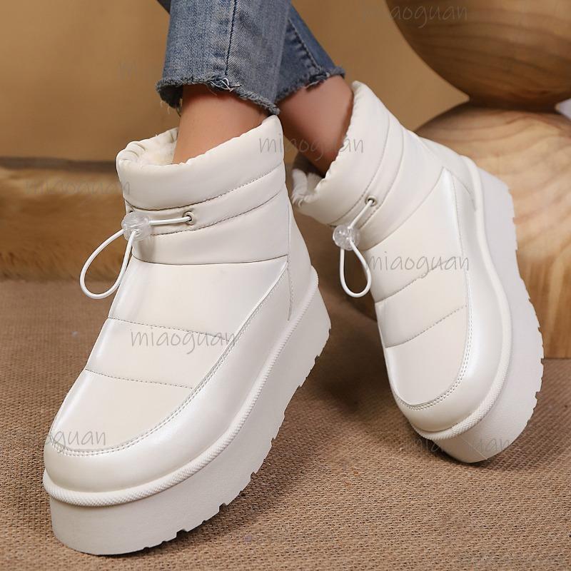 Fashion Outdoor Women's Snow Boots White Red Warm Short Plush Thick Sole Fur Boots Autumn Winter Comfortable Botas Para Mujer Size36-41