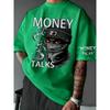 European and American Men's Summer Figure Wealth Letter Print Comfortable and Breathable Round Neck Tshirt Outdoor Street Top