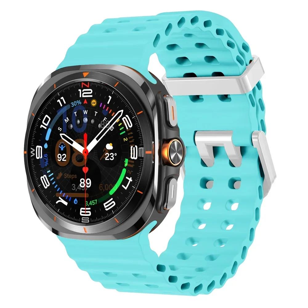 Galaxy Watch Ultra Marine Band Accessories Silicone Sport Bracelet Correa For Samsung Galaxy Watch 7 Ultra 47mm Original Strap