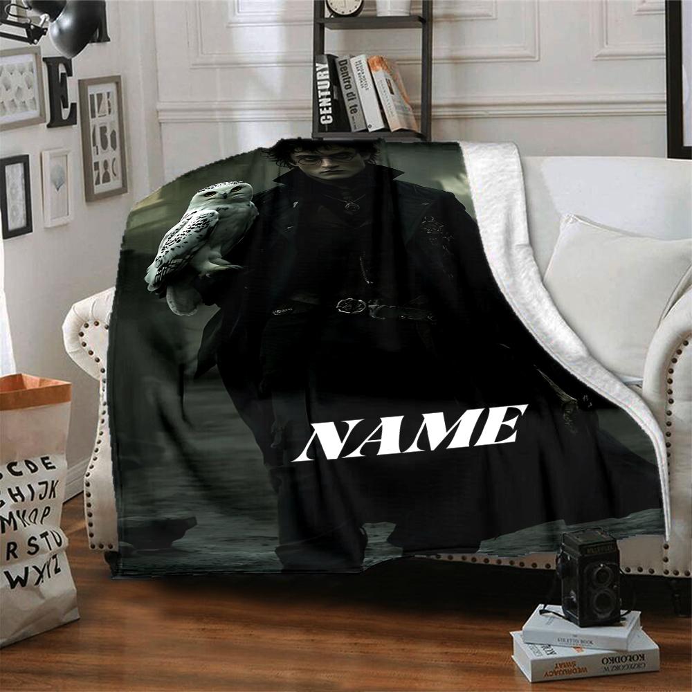 Custom Name Hogwarts Crest blanket for Couch & Bed, Plush Cozy Fuzzy Blanket Super Soft & Warm Blankets for Fall and Winter. 0908115