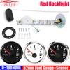 Auto Car 2" 52mm Fuel Level Gauge with Alarm + Fuel Level Sensor 0-190 Ohm Oil Tank Meter Indicator Red LED for Car Boat 12V 24V