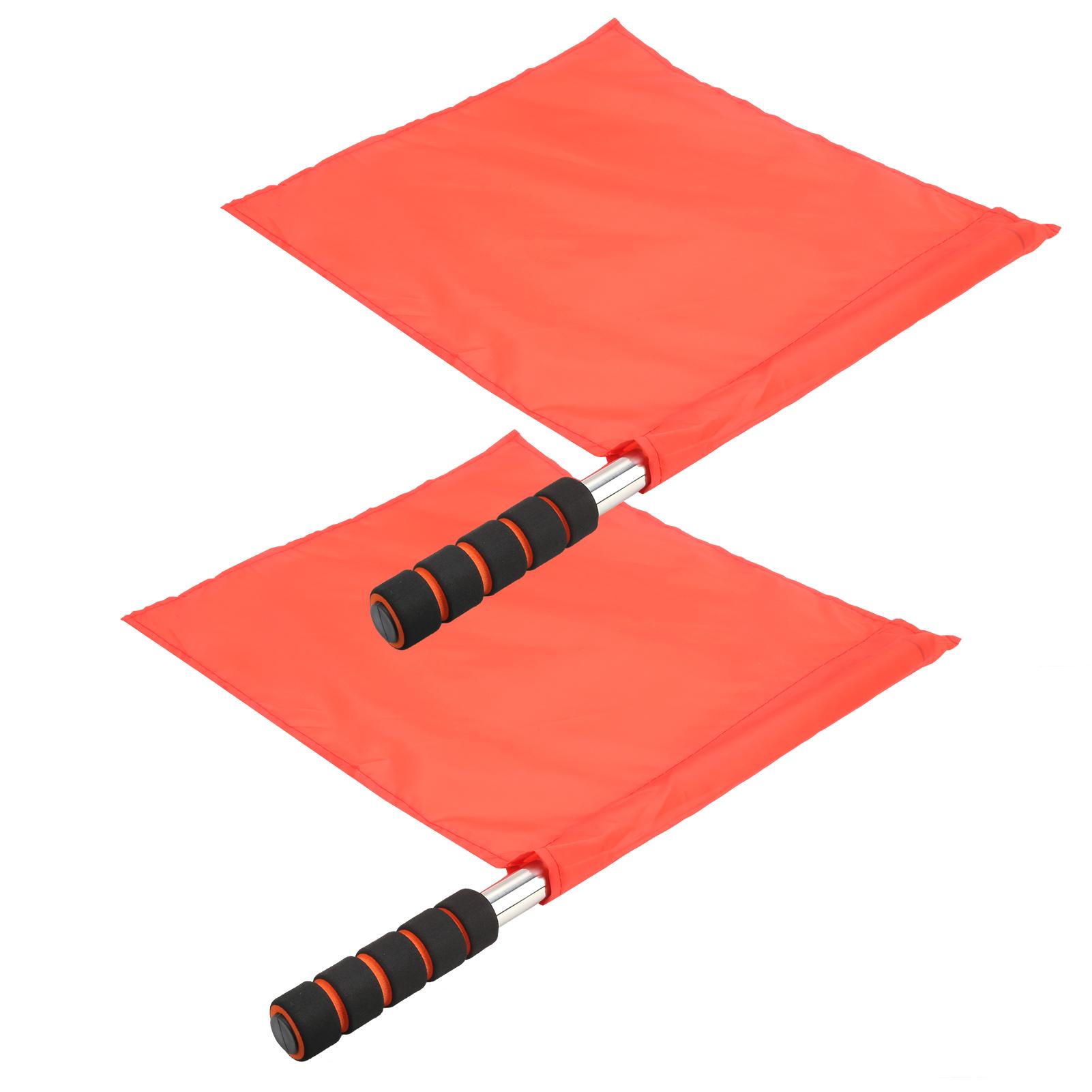 

2Pcs Referee Official Flags Stainless Steel Pole Sports Competition Linesman Hand FlagRed красный