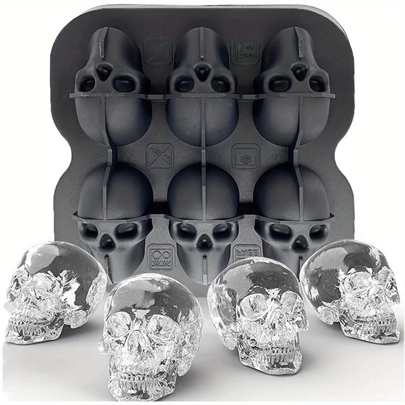 Skull Ice Hockey Mold Silicone 3D Flexible Ice Cube Tray Horror Skull Cocktail Ice Hockey Making Creative and Interesting