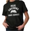 Real Chubby Unicorns Have Curves Funny Gym Womens Graphic Crewneck T Shirt Tee