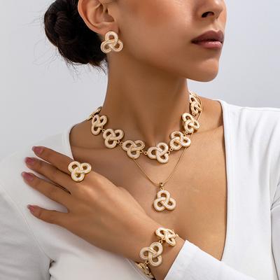 Fashion Earrings Necklace Ring Bracelet Set