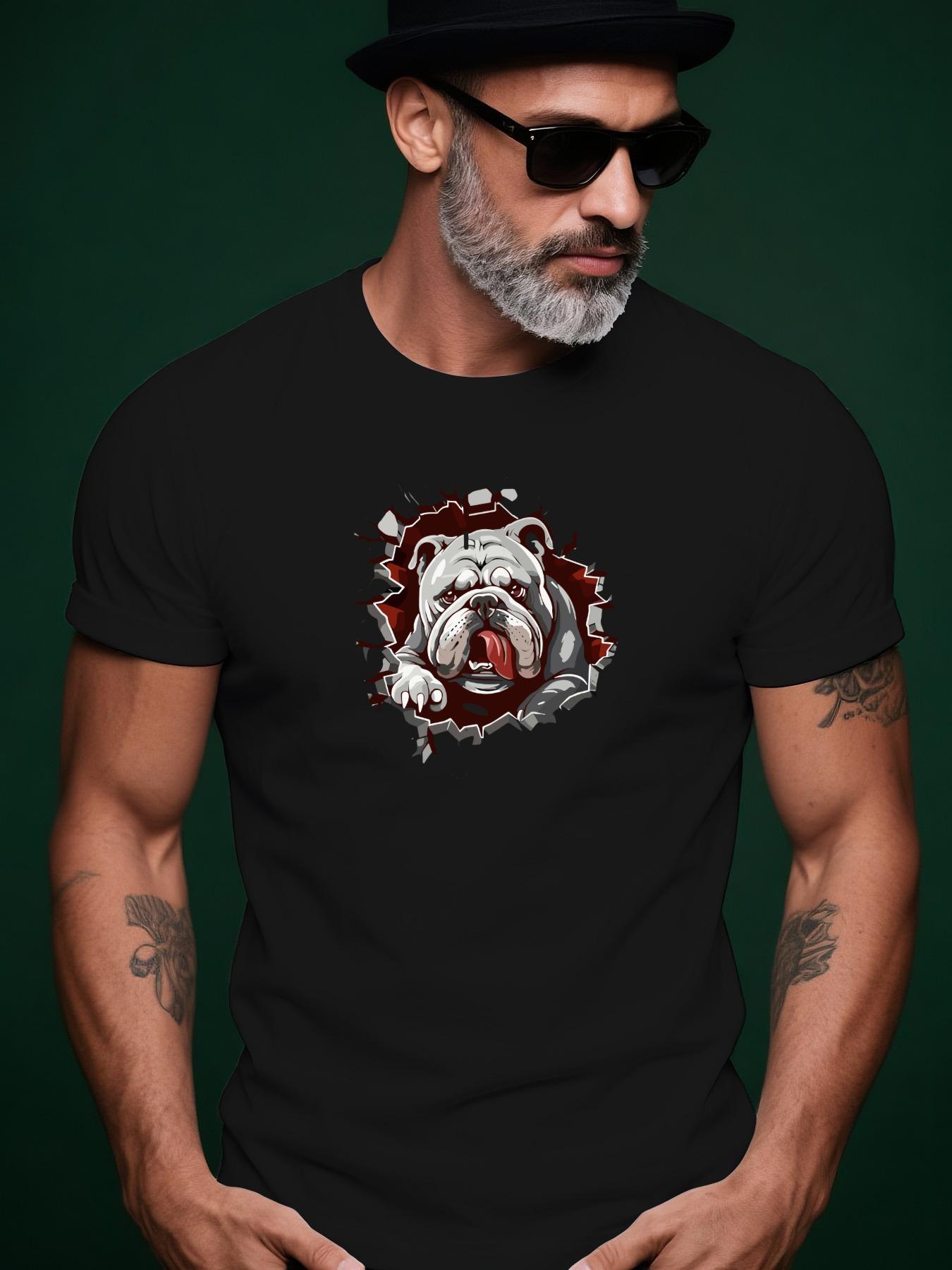 Summer Tshirt with Bulldog Graphic - Black L