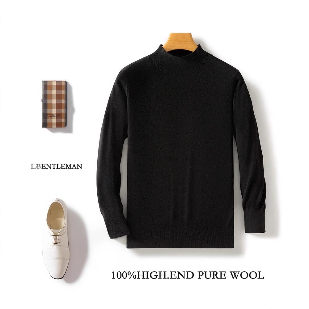 Men s Slim-Fit High-Neck Wool Sweater for Autumn/Winter Business Casual XXL