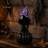Atmospheric Living Room Decor Halloween Pumpkin Witch Hat Black Cat Ornament, Resin Desktop Skeleton Figurines Statue, Creative Cartoon Figurine