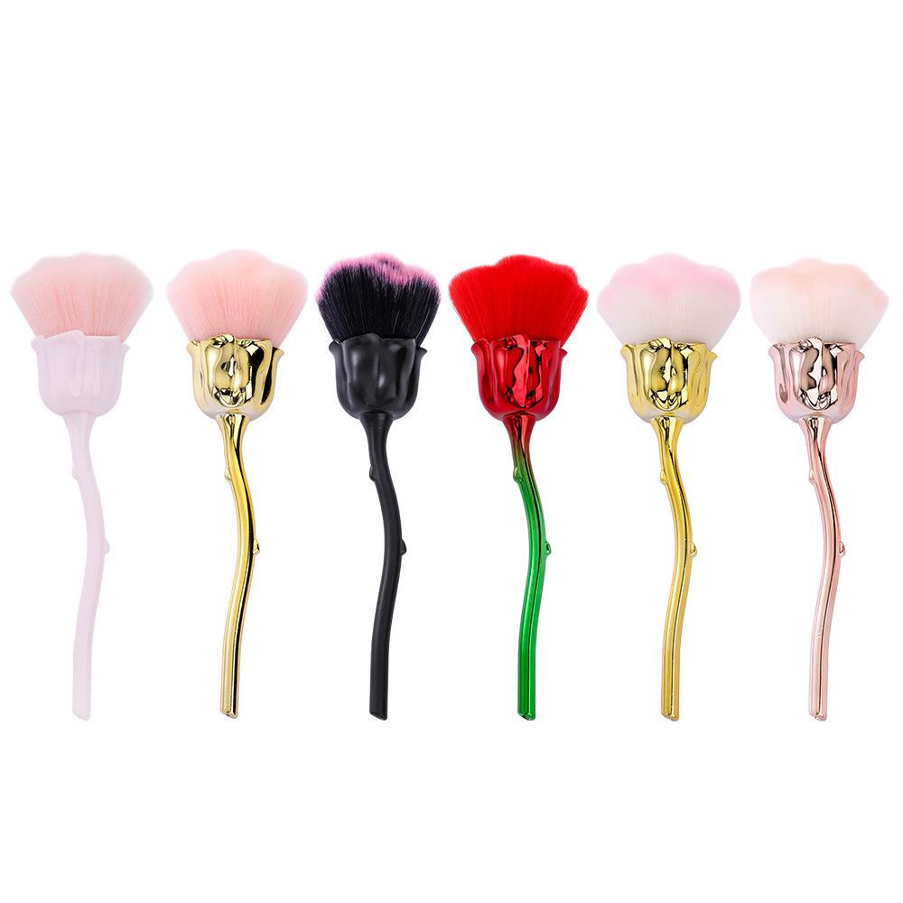 Rose Nail Art Dusting Brush with Soft Bristles - Multiple Colors Available