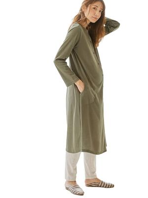 ANGELIEBE Maternity Nursing Waffle Dress with Jersey Maternity Long Hospital Size 10038160 Pajamas, Clothes, Front-Opening Leggings, 2-Way Clothes,