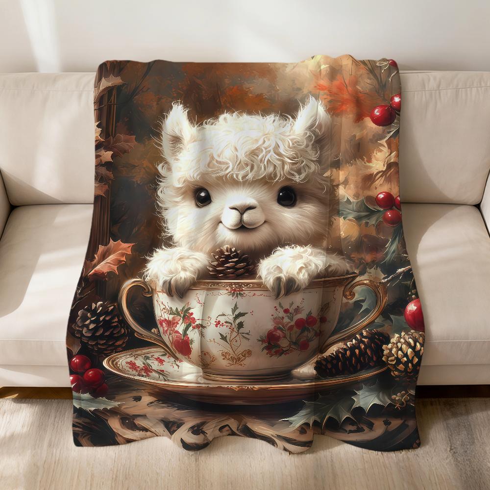 Schattige Kerstkonijn Eekhoorn Alpaca's Wolf Flanellen zacht warm pluche deken bank woonkamer hogar slaapkamer huis Auto draagbaar